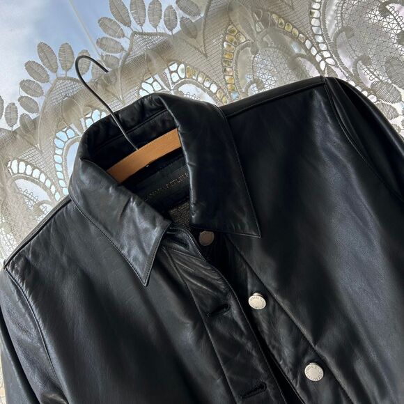 Amazing Y2K Vintage Banana Republic Black Leather Moto Jacket XS Womens - Picture 3 of 5
